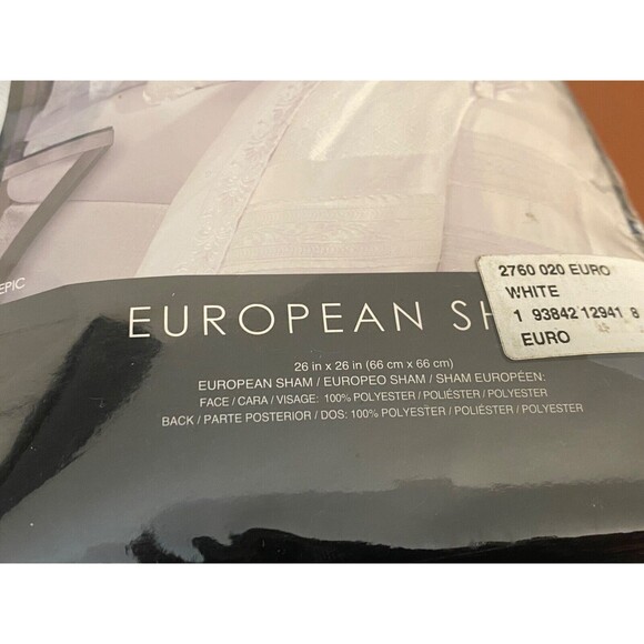 NIP J Queen New York White Euro Sham (1) EPIC 26" x 26" Jacquard Satin Sheen $85 - Picture 4 of 10